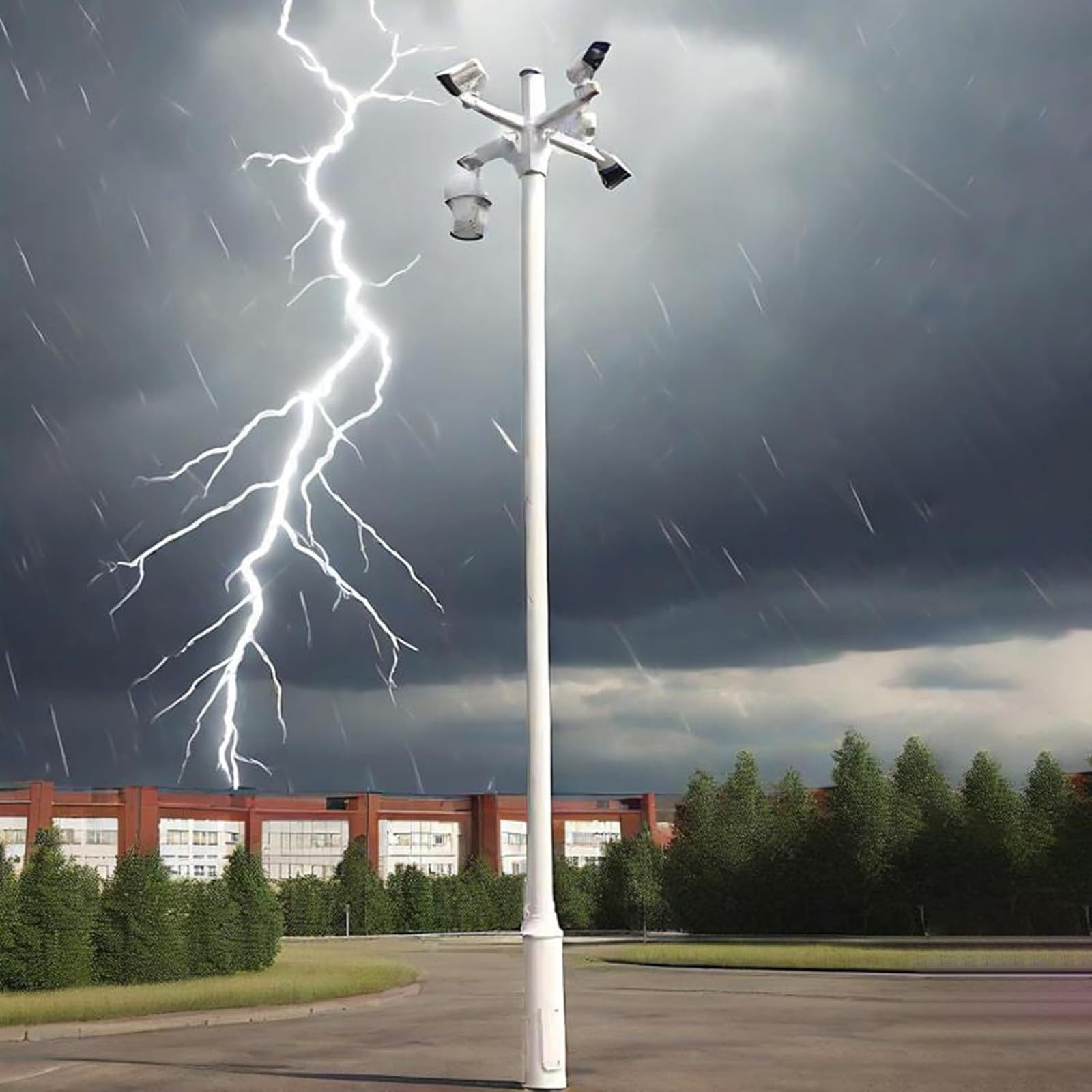 Abnehmbarer Überwachungskameramast für den Außenbereich, Allwetter-Überwachungskameramast mit 4 Halterungen für den Außenbereich geeignet,Masthalterung für Überwachungskameras 5m/16.4ft