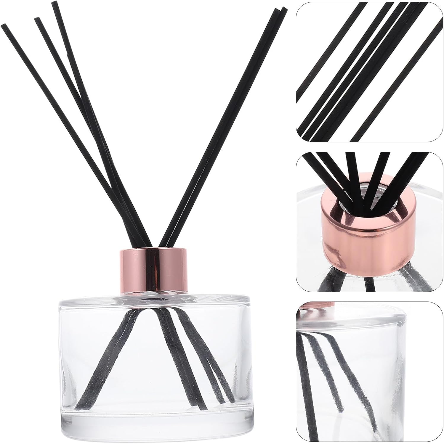 Generic Glass Aromatherapy Bottle Perfume Diffuser with Refillable Aroma Diffuser and Golden Glass Material, for Room and Dressing Tables with Aromatherapy Stick Included