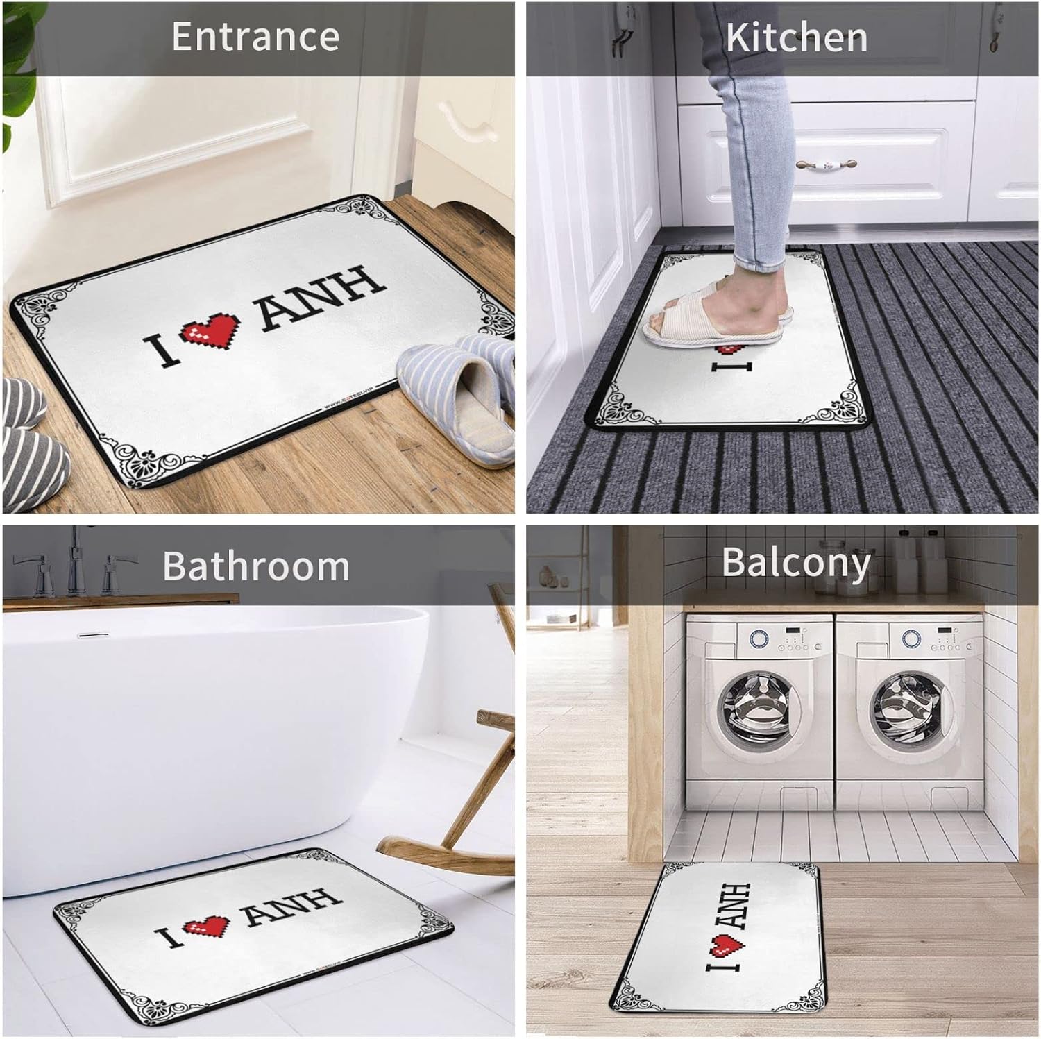 Outdoor Rug Doormat I Love ANH Doormat Home Decor Men Kitchen Stuff (Color : Colour, Size : 65X90CM)