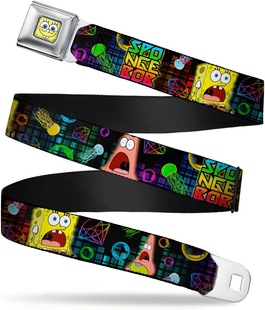 Nickelodeon Seatbelt Buckle Belt, Surprised Spongebob Patrick Jellyfish