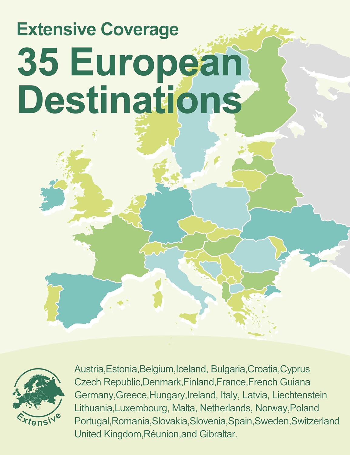 Europe Prepaid Data Only Sim Card 20GB 30 Days 5G/4G LTE, High Speed, 3 in 1 UK Travel Data SIM Card for 35 European Destinations - France, Italy, Spain, Germany,Sweden