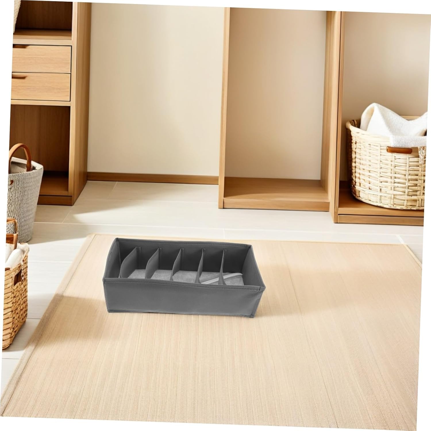 MAGICLULU 3pcs Foldable Cloth Clothing Storage Organizer Boxes with 6 Compartments, Versatile Compartment Storage Boxes for Closet and Drawer, Quick Access Travel and Bedroom Use