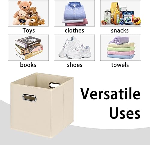 Vista 3 de Cubos de almacenamiento plegables negros, caja de almacenamiento de tela, cestas organizadoras con asas dobles para organizador del hogar