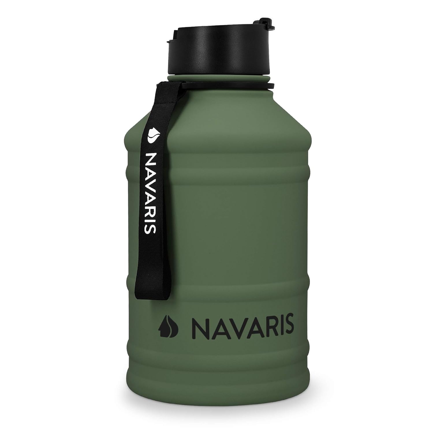 Navaris Stainless Steel Water Bottle 75oz (2.2L) Big Metal Drinking