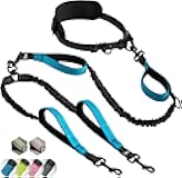 SparklyPets Hands Free Double Dog Leash – Dual Leash for Medium and Large Breeds – Lead for 2 Dogs with Padded Handles, Reflective Stitches, No Pull, Tangle Free