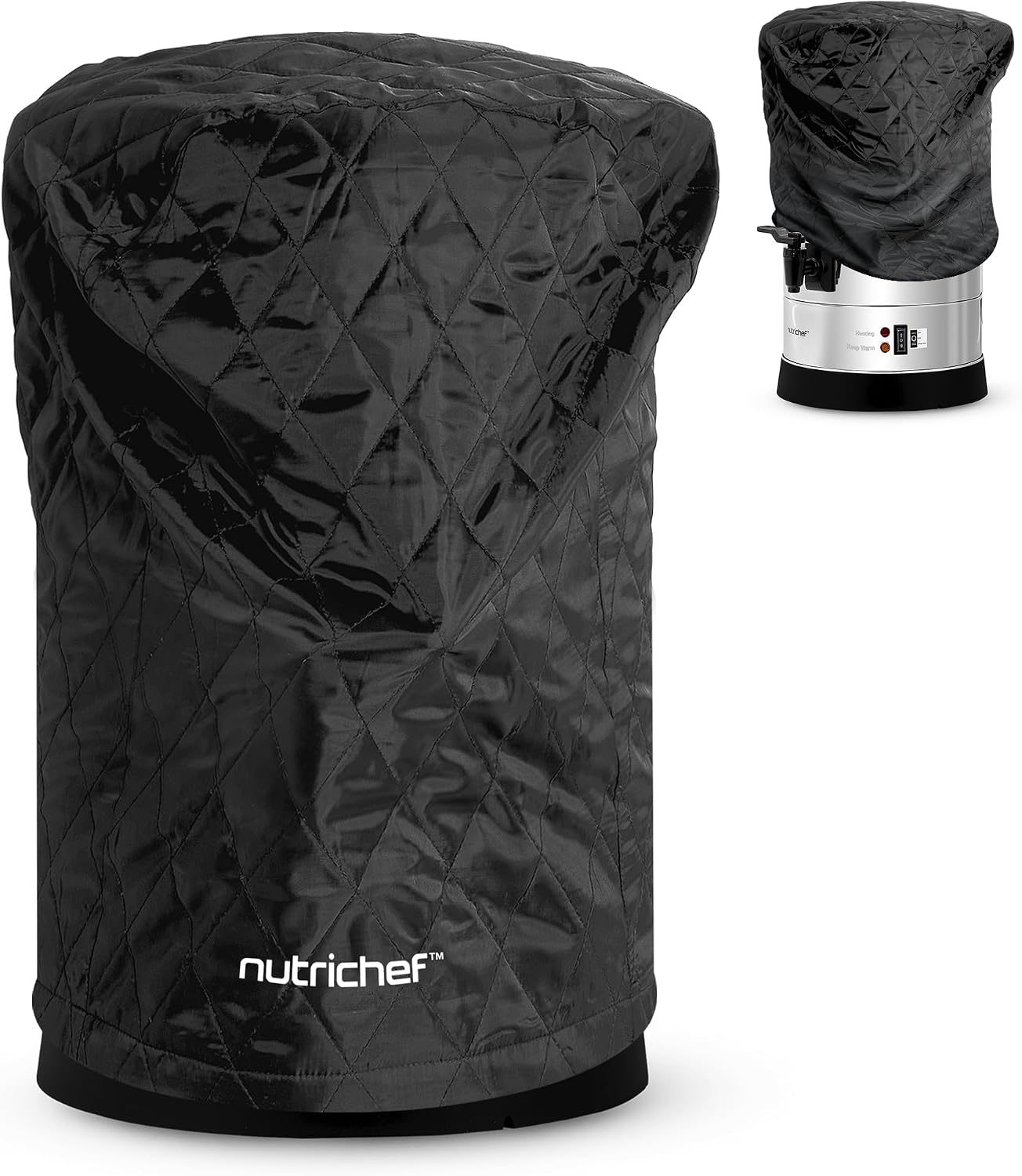 NutriChef Quilted Cover for Water Boiler & Hot Water Dispenser, High-Quality Diamond Cotton, Machine Washable, Protects Hot Water Heater Electric and Drink Dispensers for Parties, 12.2” x 19.6”