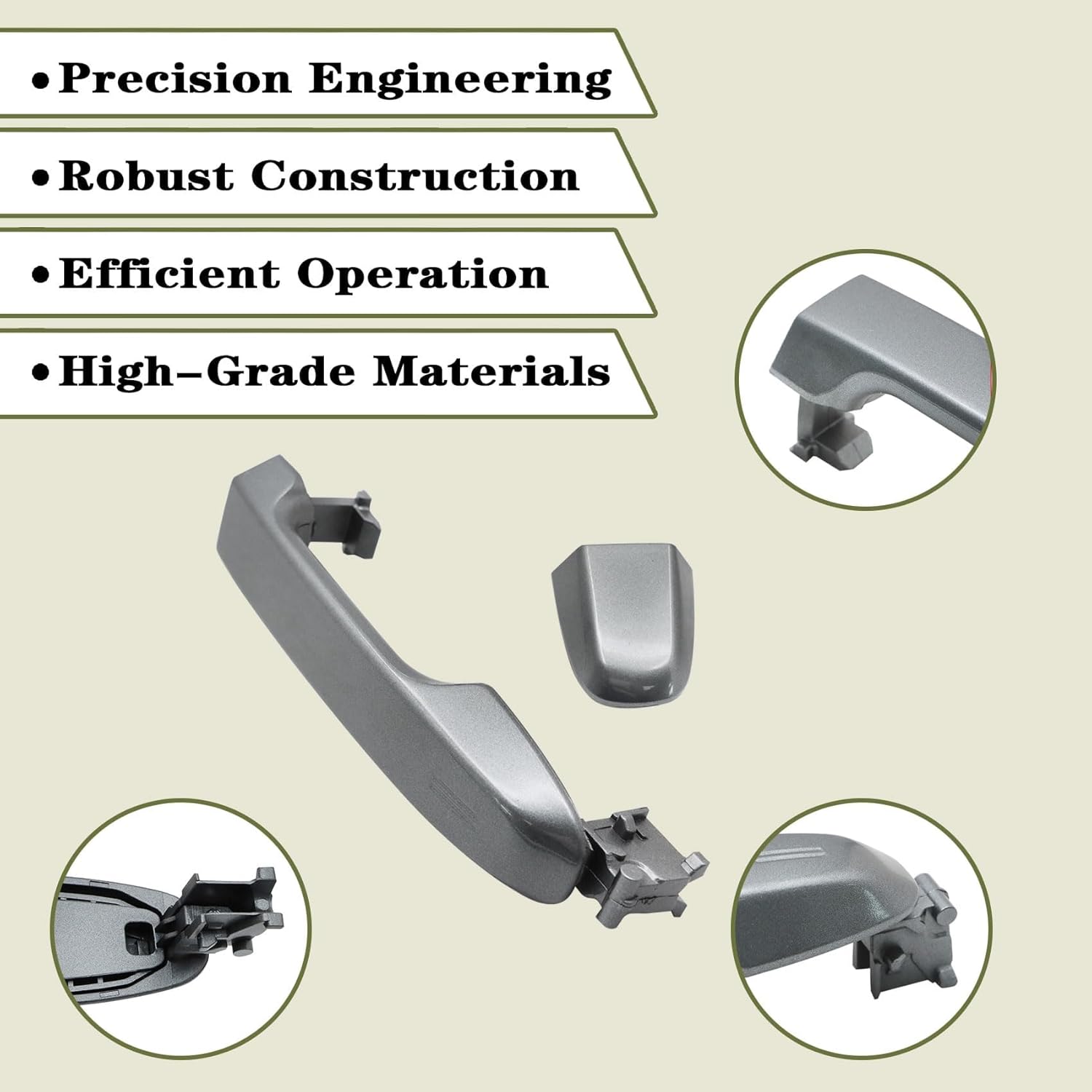 Priprilod Outside Door Handle Front Right Passenger Side，Fit for Toyota Camry XLE Sedan，SE Sedan，L Sedan 2012-2017 No Keyhole Gray #6921106090, 6921706370