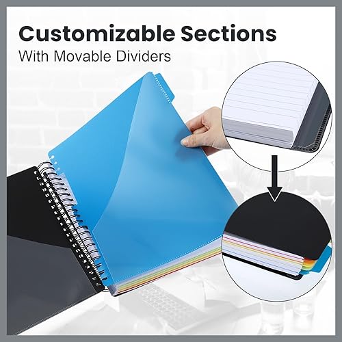 Miniatura 3 de 4 cuadernos de 3 materias con rayas universitarias, 300 páginas (150 hojas), cuaderno de espiral de 3 materias de 8.5 x 11 pulgadas, doble cubierta