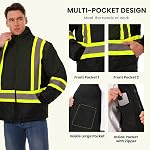 SKSAFETY Hi Vis Work Jacket for Men - Reflective Freezer Safety Jacket with Pockets, High Visibility Work Coat Jacket