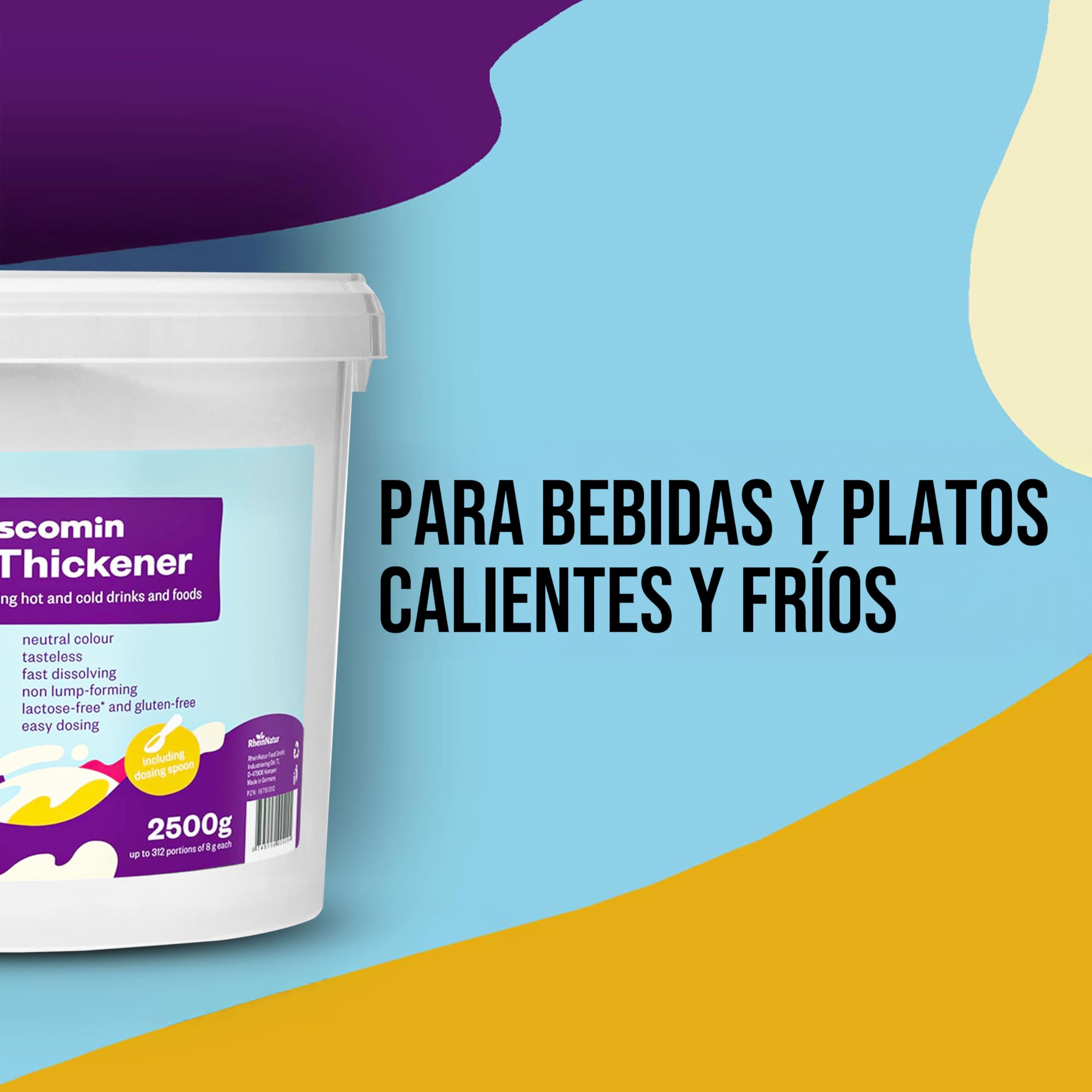RheinNatur Viscomin Polvo espesante 2,5 kg - Polvo espesante para bebidas y alimentos - Espesante para espesar bebidas y alimentos - Natürliches Verdickungsmittel