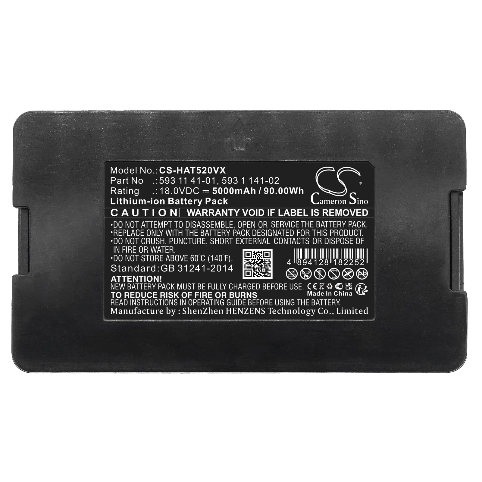 5000 mAh Cameron Sino zamiennik akumulatora do Husqvarna Automower 320 2013, Automower 520 2019, Automower 520 2020, Automower 520 2021, Automower 520 2022 PN:Husqvarna 593 1 141-02, 593 11 4 4 1-05,