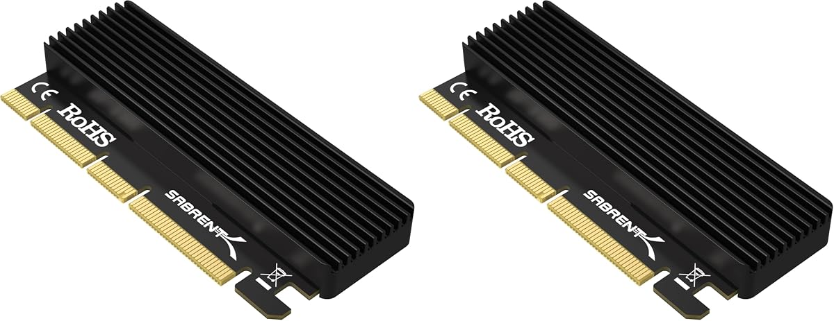 SABRENT NVMe M.2 SSD to PCIe Adapter Card, PCIe X16/X8/X4 | Aluminum Heat Sink | Pack of 2 | EC-PCIE Model