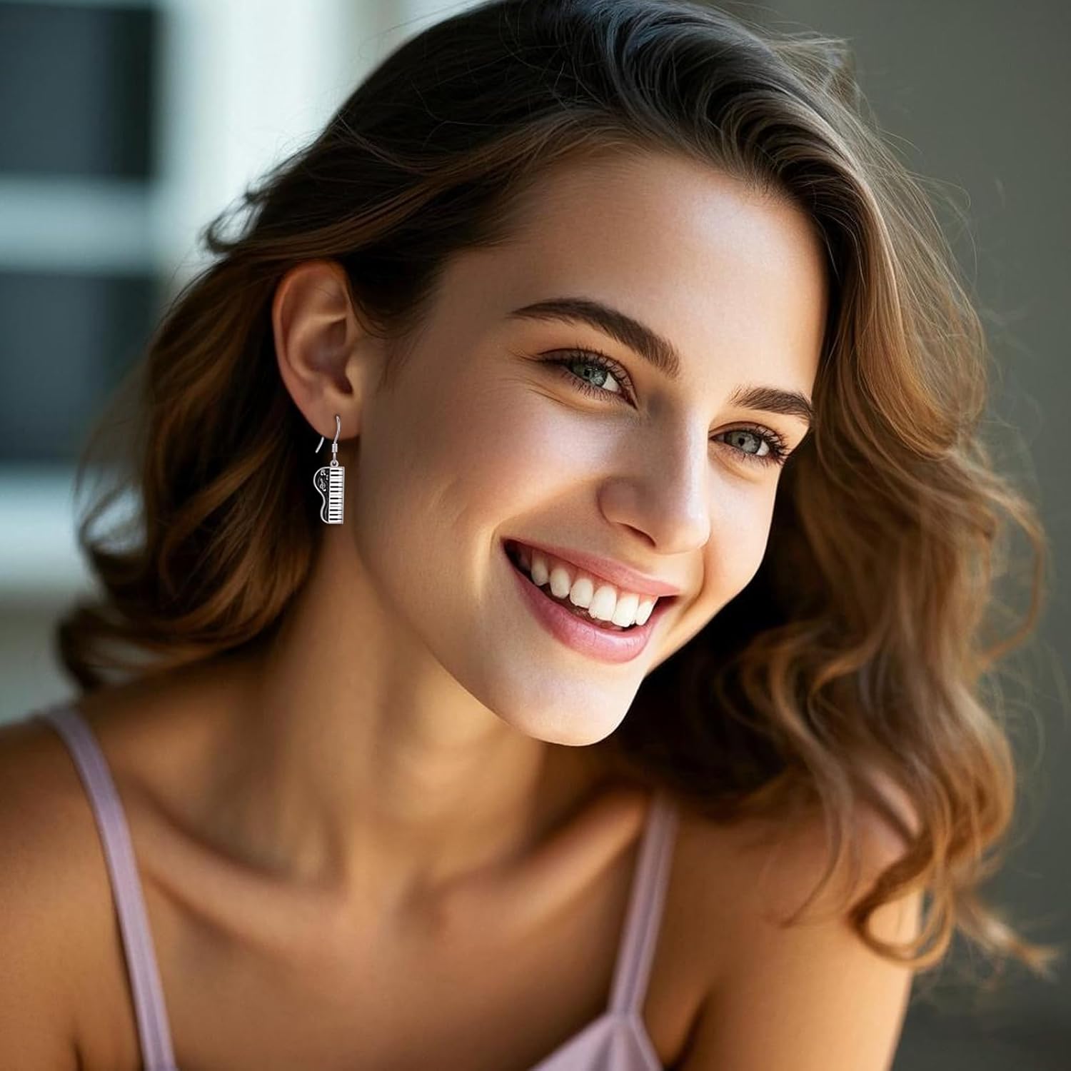 Music Earrings S925 Sterling Silver Piano Dangle Earrings for Women Music Jewelry