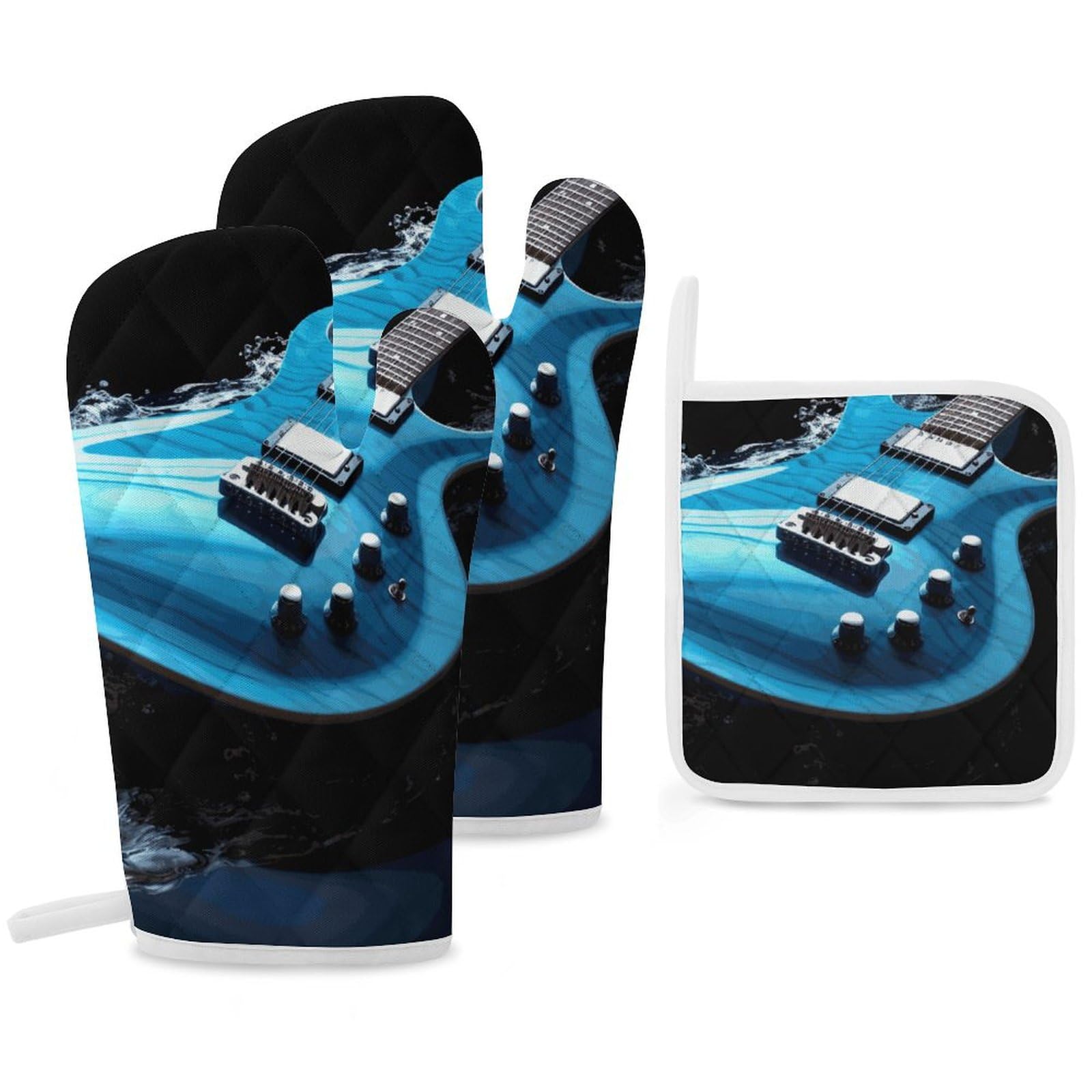 Gants de cuisine et maniques guitare résistants chaleur pour four