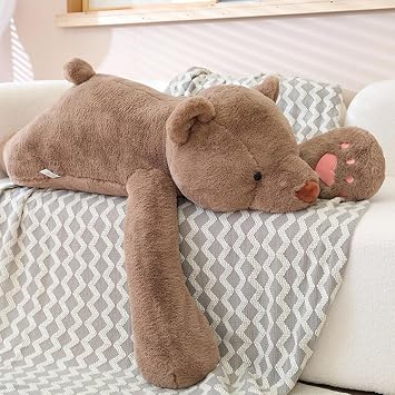 SNOWOLF Weighted Bear Stuffed Animals, 23.6" Brown Bear Plush Throw Pillow Super Cute Kawaii Plushie Toys Gifts for Boys Girls Adults, 60cm, Brown