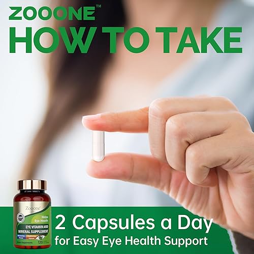 Miniatura 7 de zooone - Suplemento de vitaminas oculares de luteína de 120 piezas para la salud macular y el ojo seco, contiene luteína, zinc, vitaminas CE y