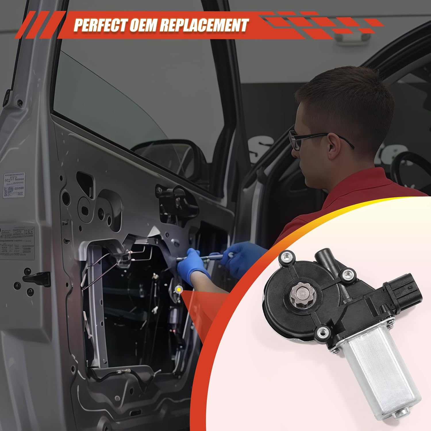Front Left Driver Side Power Window Motor Compatible with Honda Civic Sedan 1.3L 1.8L 2.0L 2006-2011 Window Regulator Lift Motor Replace# 72250-SNA-A01, 72250-SNA-A02, 72250-SNA-A03