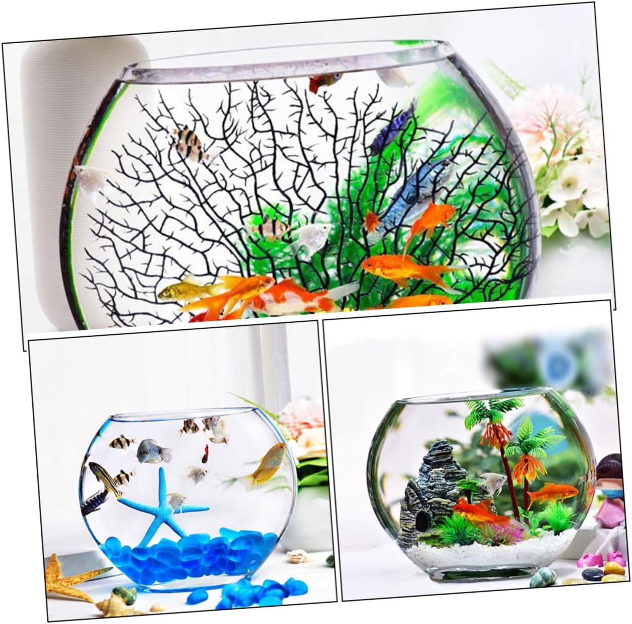 Generic Transparent Glass Aquarium Tank Multi Function Decorative Betta Fish Bowl Micro Landscape DIY Bottle Desktop Home Office Terrarium Decor Gift