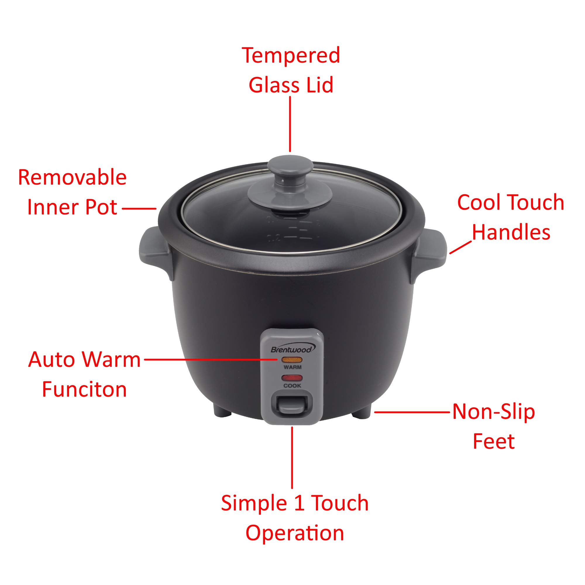 Appliances TS-700BK - Olla arrocera cocida de 4 tazas y cocida de 8 tazas (negro) 8
