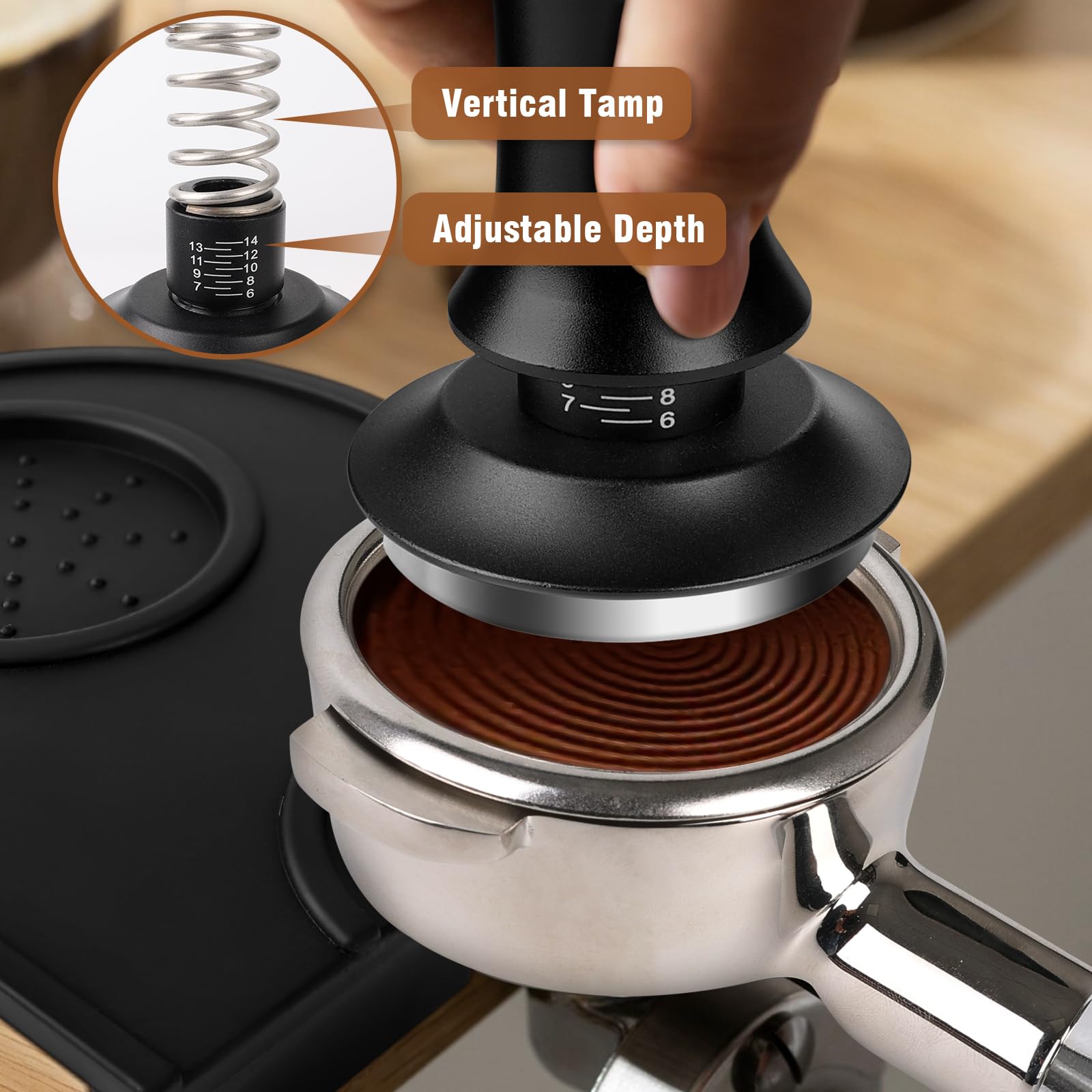 Kaffee-Tamper-Set 53 Mm – Mit WDT Werkzeug, Dosiertrichter & Matte, Für Espresso Zu Hause