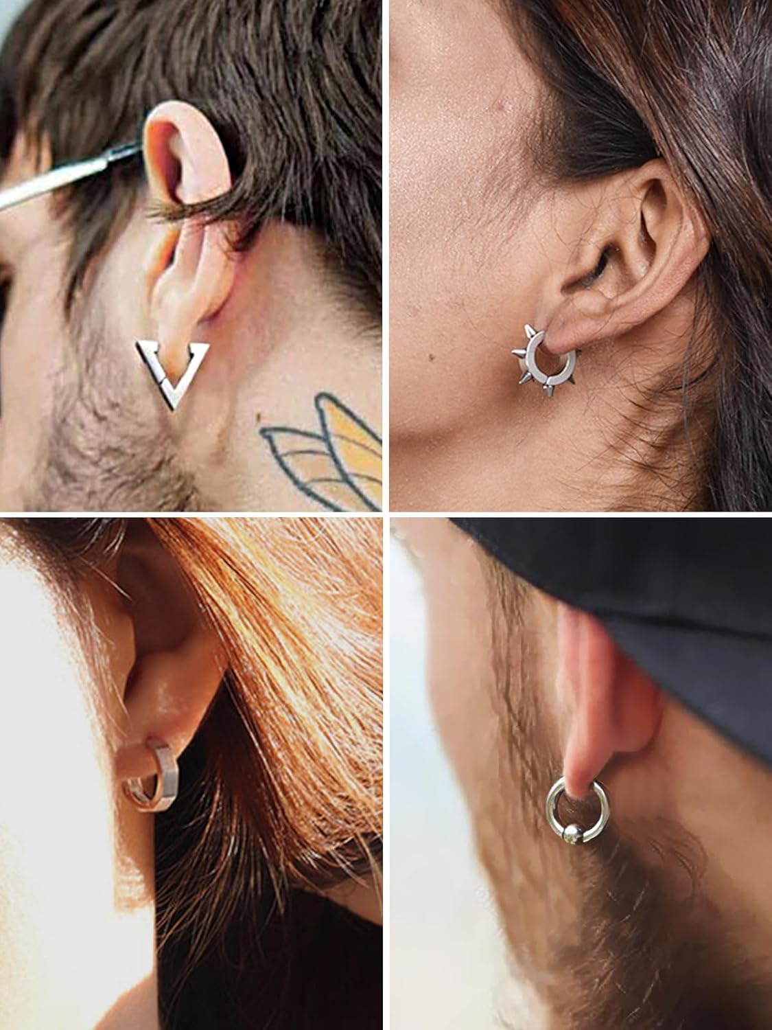 ChainsHouse Stud Earrings for Men Women,316L Stainless Steel/14K Gold/Black Plated Metal, Punk Hypoallergenic Surgical Huggie Hoop Earrings Mens Jewelry Piercing Hoop Earrings