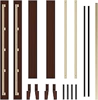 Vista 9 de Yaheetech Base de cama matrimonial con plataforma de madera maciza natural con soporte de listones de madera, espacio debajo de la cama de 12 Nogal