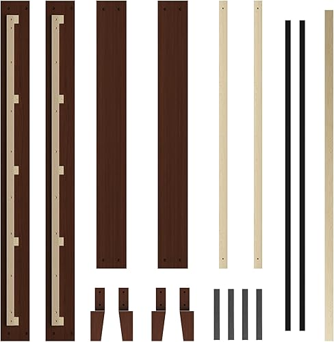 Miniatura 9 de Yaheetech Base de cama matrimonial con plataforma de madera maciza natural con soporte de listones de madera, espacio debajo de la cama de 12