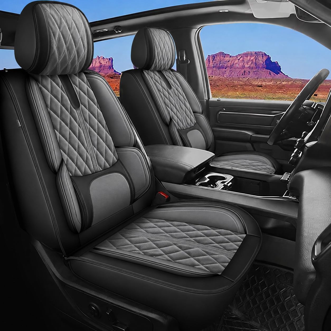 IKABEVEM Car Seat Covers Compatible with Hyundai Tucson 2010-2026, Eco-Friendly Leather & Breathable Design | Airbag Compatible & Quick-Clean, Full Set 5 Seats, Black