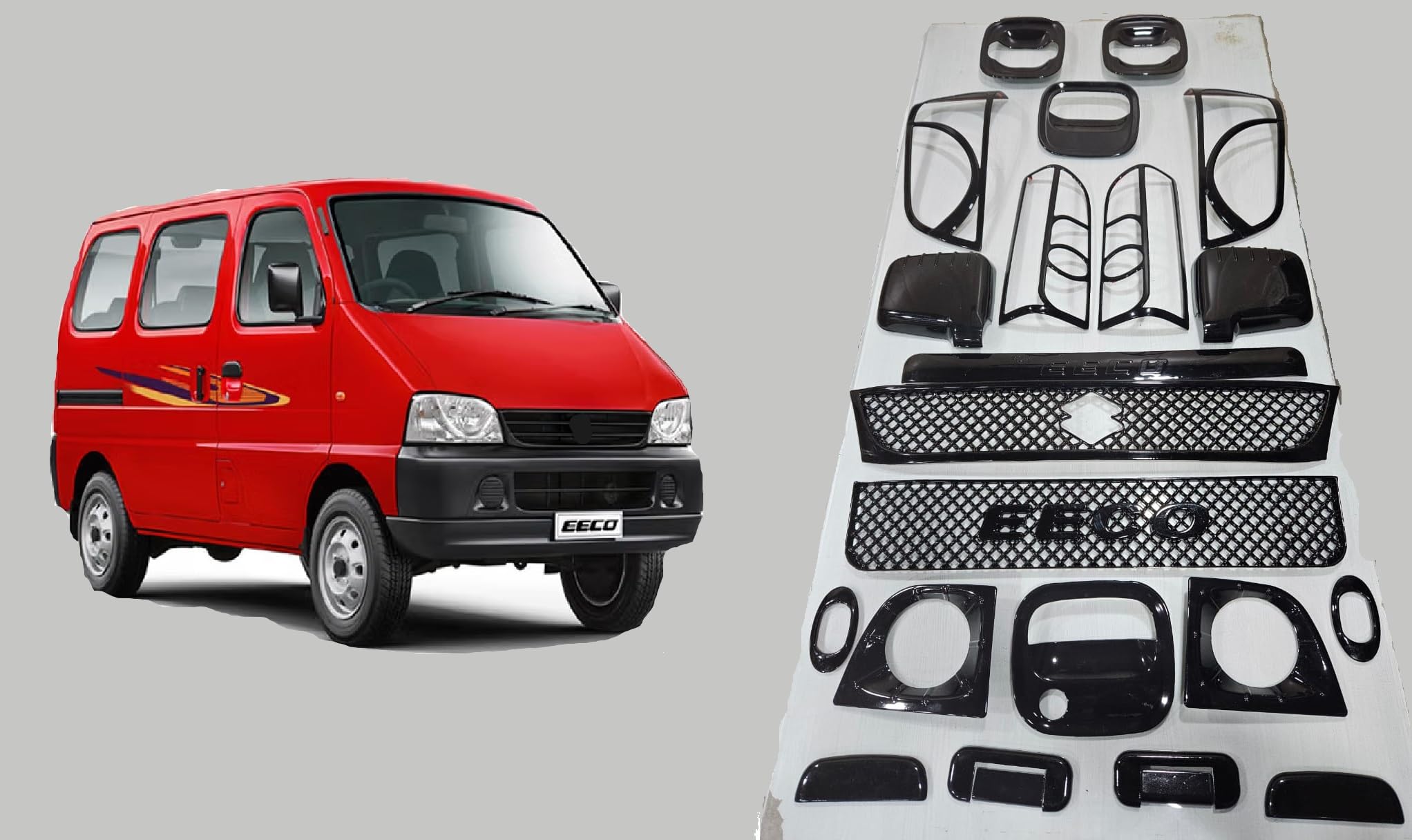Car Piano Black Combo Kit Accessories with Front Black Grill for Eeco-image-27