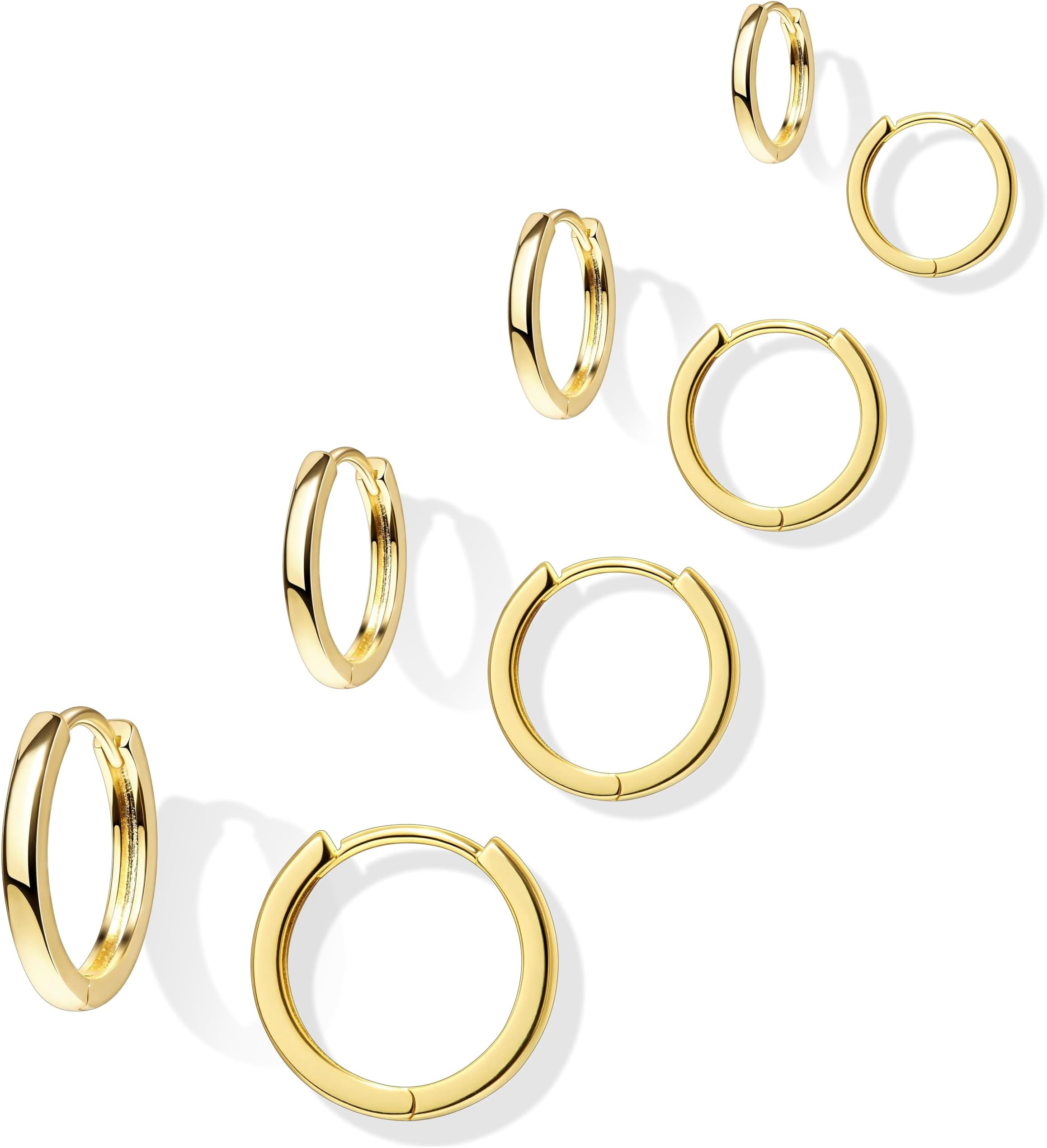 Small Gold Huggie Hoop Earrings Set for Women Men - Hypoallergenic 14K Gold Plated Stack Cartilage Earring, Earrings Sets for Multiple Piercing Lightweight Mini Thin Cute Dainty Trendy Clip On