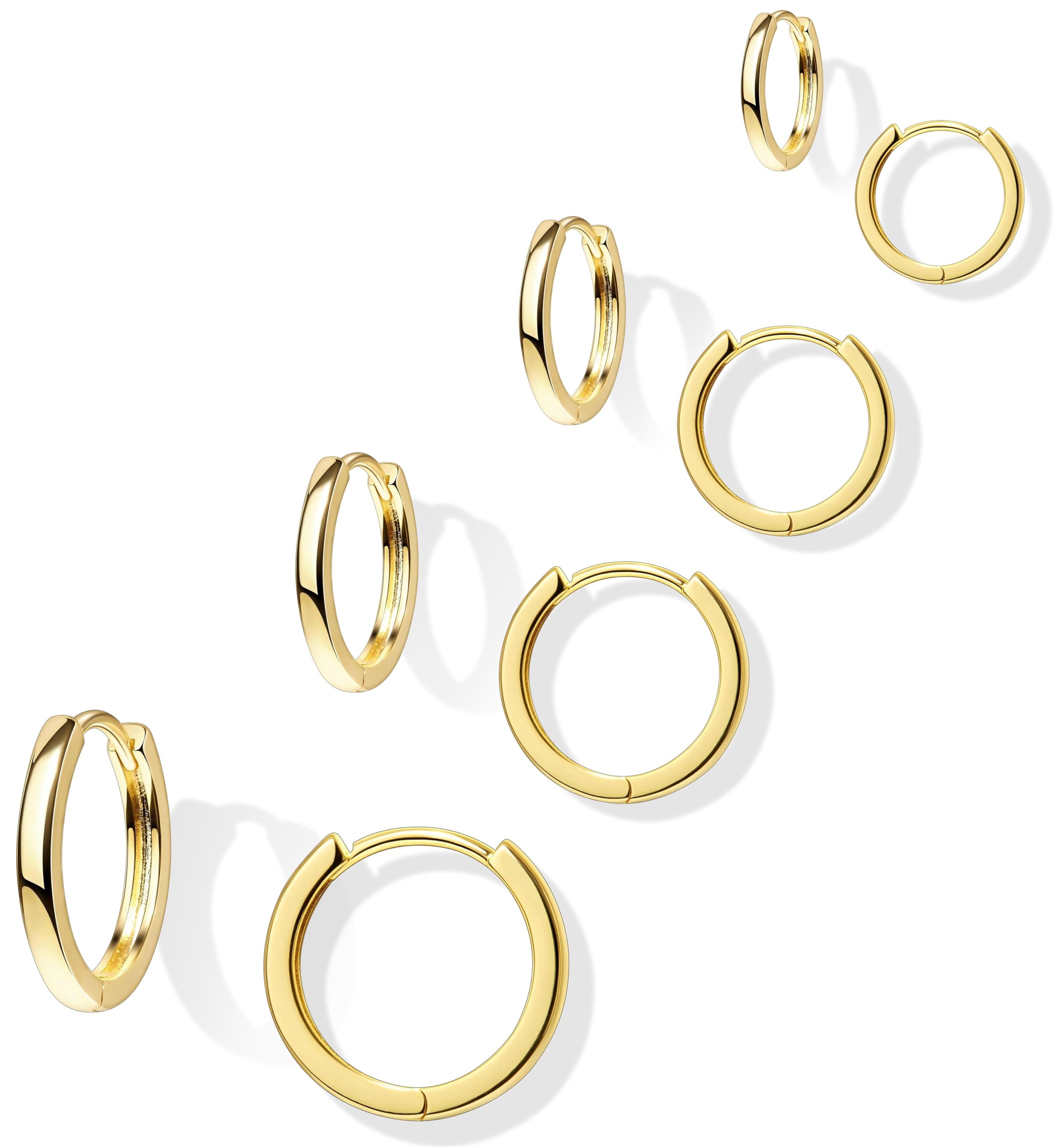 Small Gold Huggie Hoop Earrings Set for Women Men Hypoallergenic 14K Plated Stack Cartilage Earrings, Multiple Piercing Lightweight Mini Thin Cute Dainty Trendy Jewelry Set Christmas Gifts for Women
