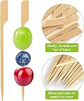 Vista 4 de 300 piezas de pinchos de cóctel de bambú para aperitivos, pinchos de madera FATLODA, elegantes palillos planos para aperitivos, palos de bambú
