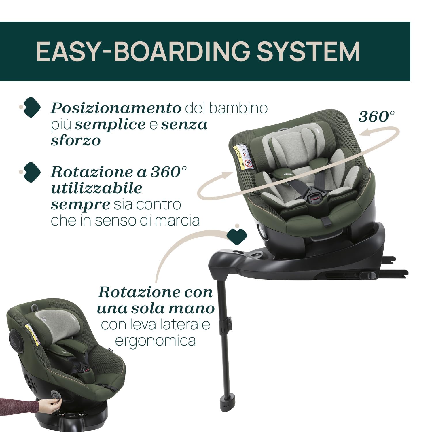 Chicco Seat105 I-Size, Seggiolino Auto Omologato ECE R129/03, Girevole A 360°, Reclinabile in 6 Posizioni, Installazione Semplice e Veloce, Riduttore Incluso, 40-105 cm, Gruppo 0/1/2, da 0 a 4 Anni