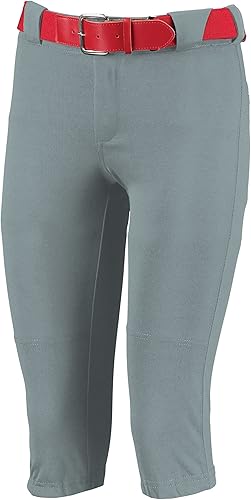 Russell Athletic Pantalones de tiro bajo para mujer con cinturón y bolsillos traseros, ideales para béisbol, lanzamiento rápido, softbol