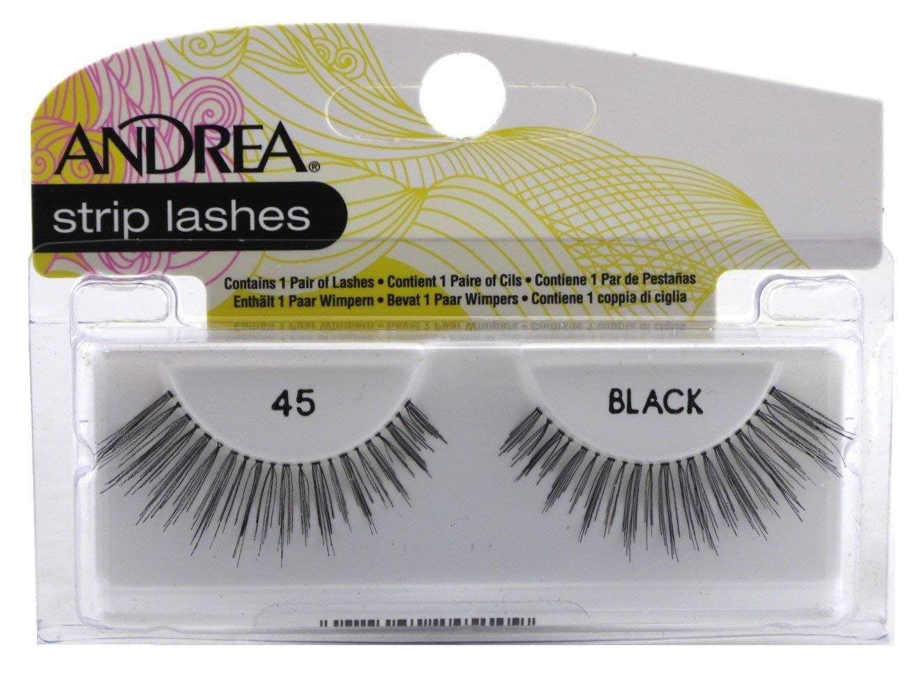 Andrea Lashes Strip Style 45 Black, 6 Piece Pack