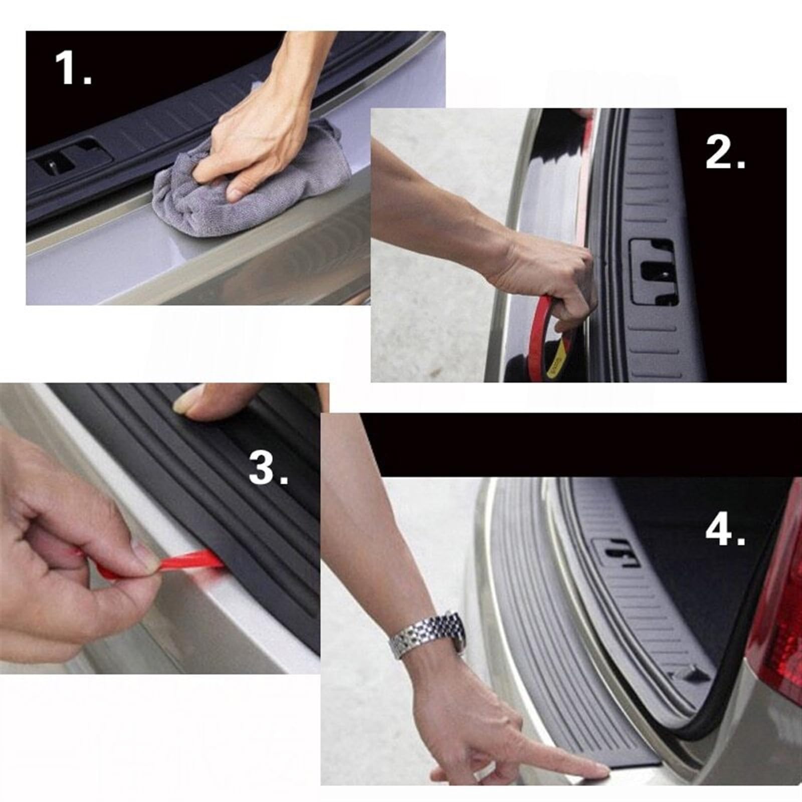Tira Protectora de Parachoques Tiras Protectoras universales de Fibra Carbono para Puerta Maletero Coche, Protector Placa umbral, Parachoques Trasero, molduras Goma(Blue 90cm)