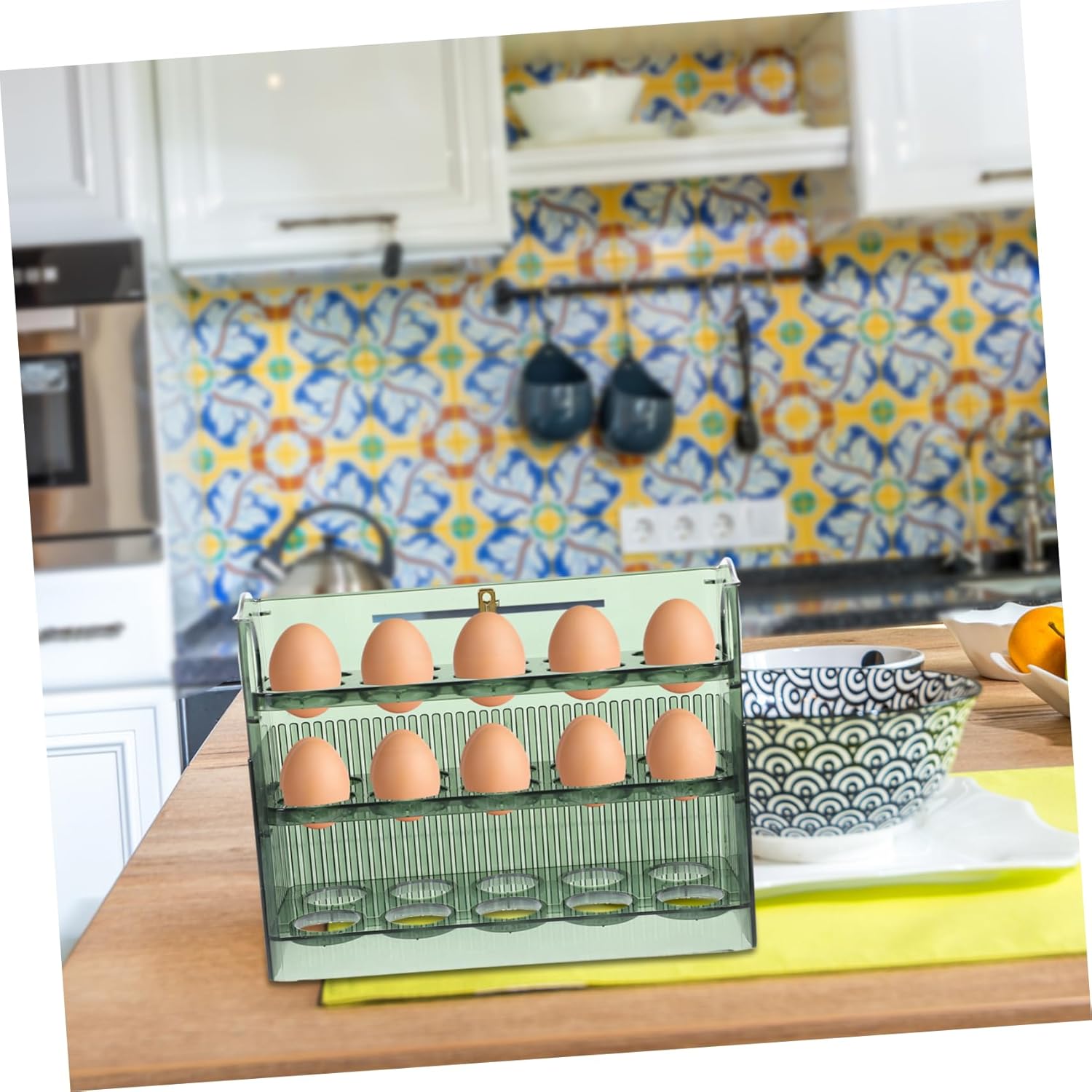 Cabilock Egg Storage Rack for Refrigerator Multi-Grid Plastic Egg Holder Flip Design for Home Use Preserves Freshness
