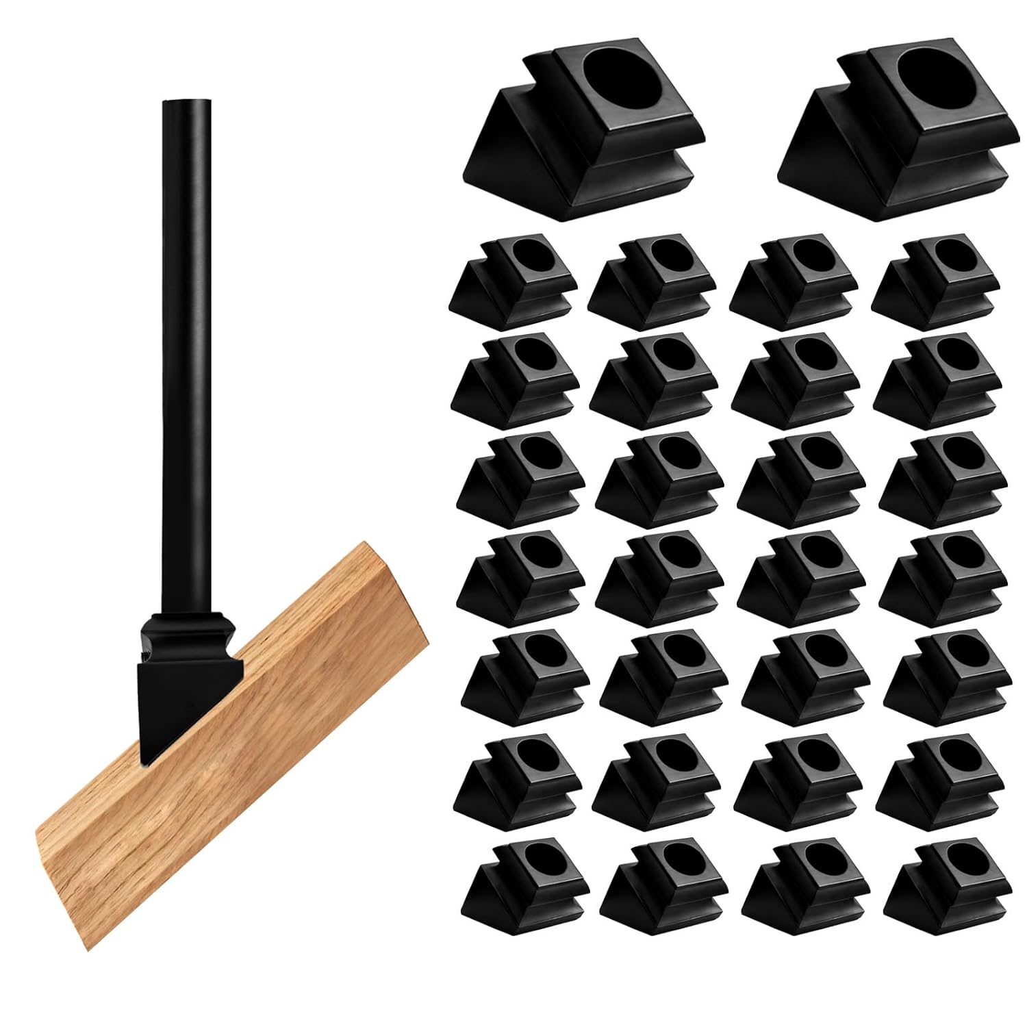 30pcs 5/8” Round Alumminum Alloy 45 Degree Baluster Shoes,Stain Black Decorative Railing Spindle Shoe,Metal Durable Slant Base Shoes for Interior Round Balusters