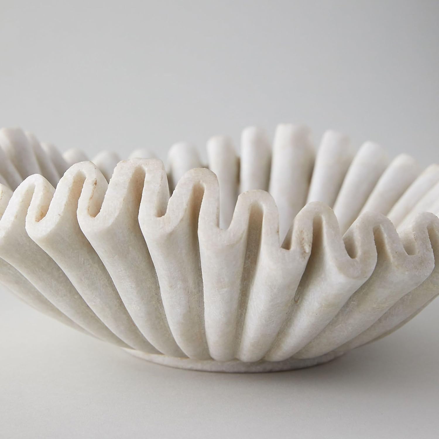 Marble Ruffle Bowl (9 Inches) - Scallop, Fluted, Decorative, Jewelry, Fruit Bowl for Gift, Housewarming