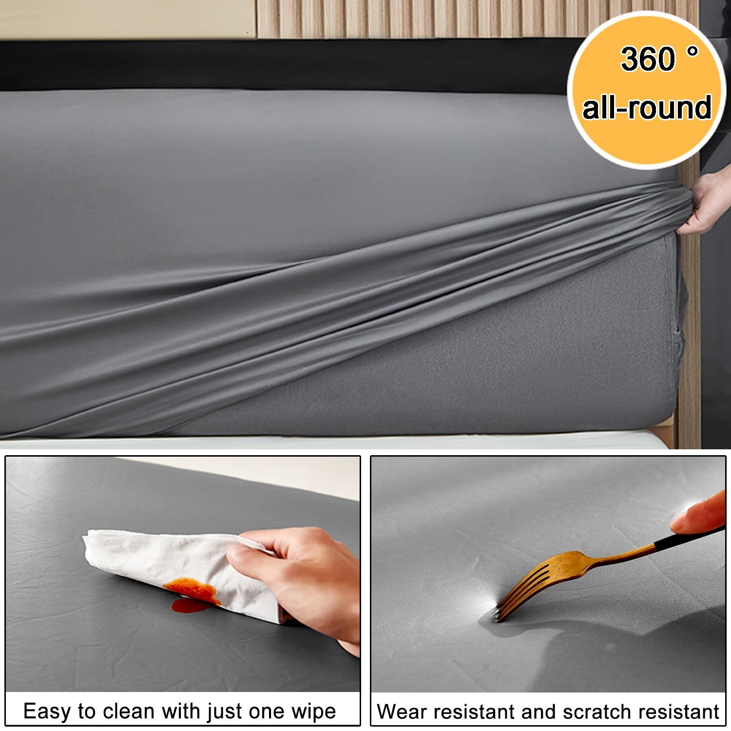 180/150cm PU Pelle Impermeabile Copri Testata Letto Matrimoniale, Fodera per Testiera Letto Elasticizzata Lavabile Copri Testiera Letto all-Inclusive per Testiera Camera da Letto e Albergo(Coffee colo
