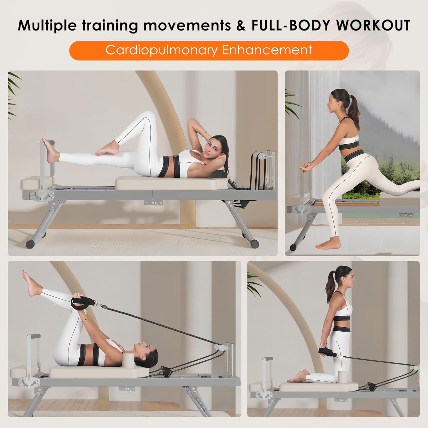 soges Foldable Pilates Reformer Machine for Home Gym, Pilates Workout Equipment for Beginner, Cardio Fitness High Strength Rebounder