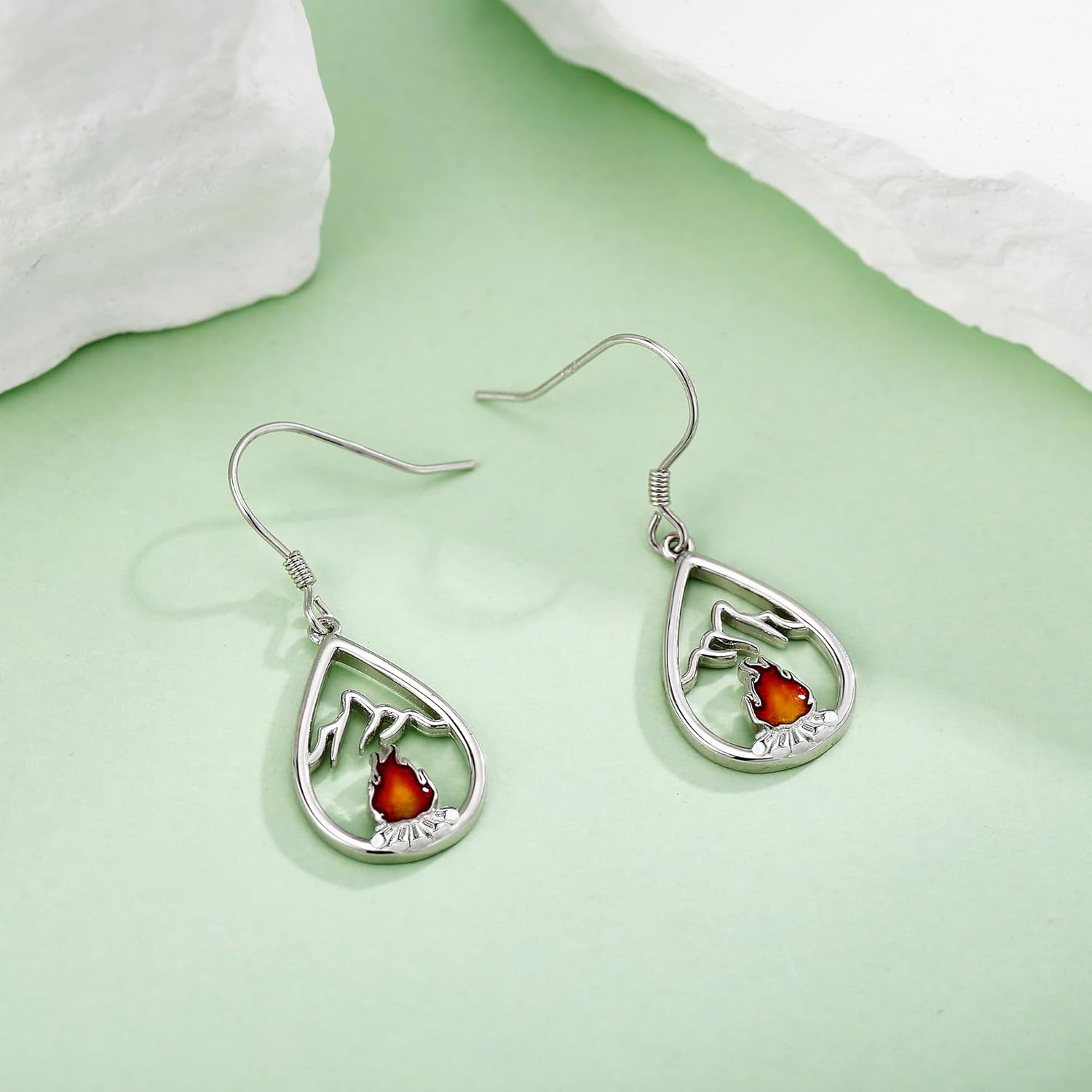 Camping Earrings 925 Sterling Silver Bonfire Earrings for Women Fire Earrings for Women Camping Gifts for Outdoor Lovers - Image 3