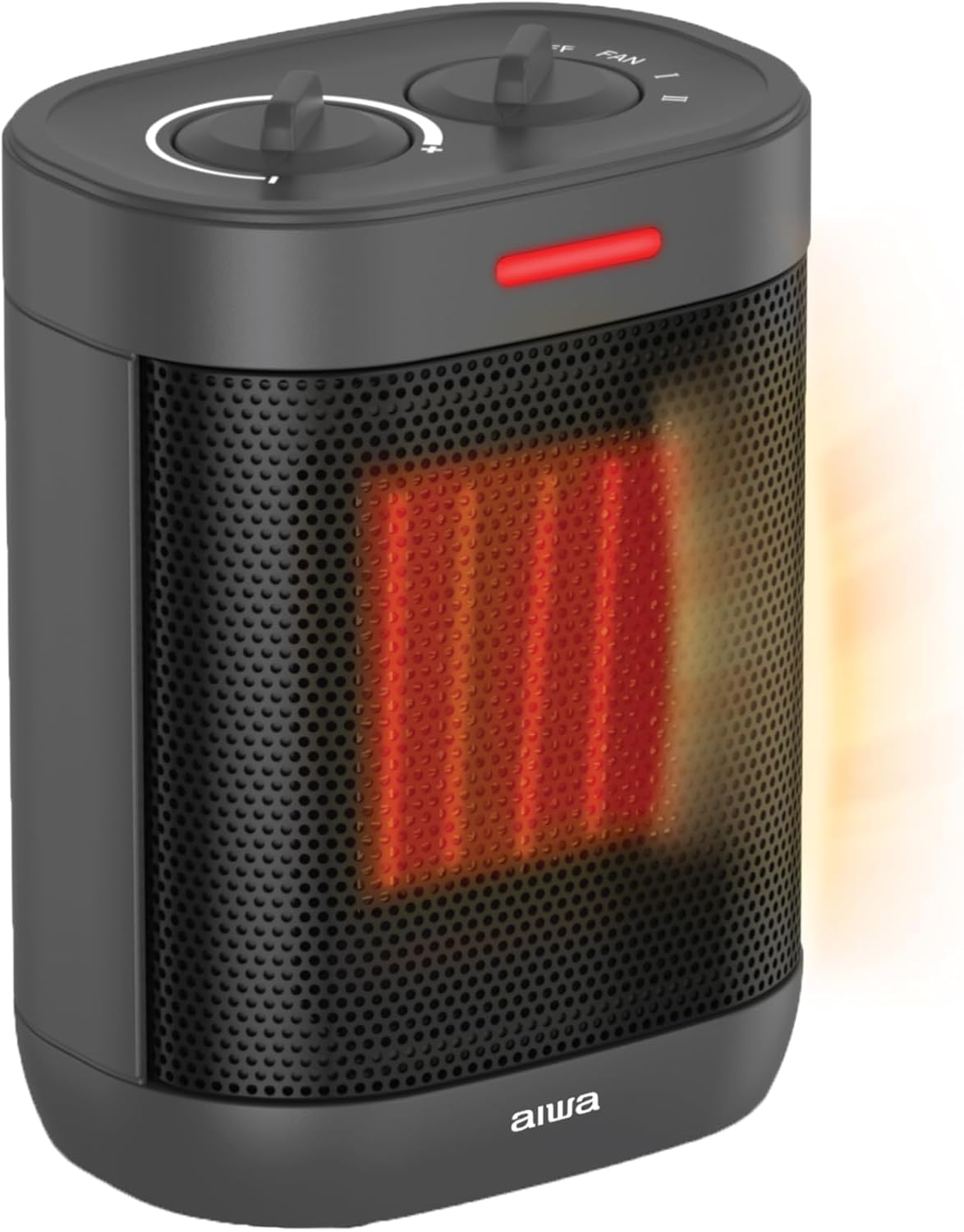 Aiwa Ceramic Space Heater, 1000W Portable Indoor Electric Heater, Fan Mode, Adjustable Thermostat, Overheat Protection & Tip-Over Auto-Shutoff, ETL Certified, 6 ft UL Cord (Gray, 1 Pack)