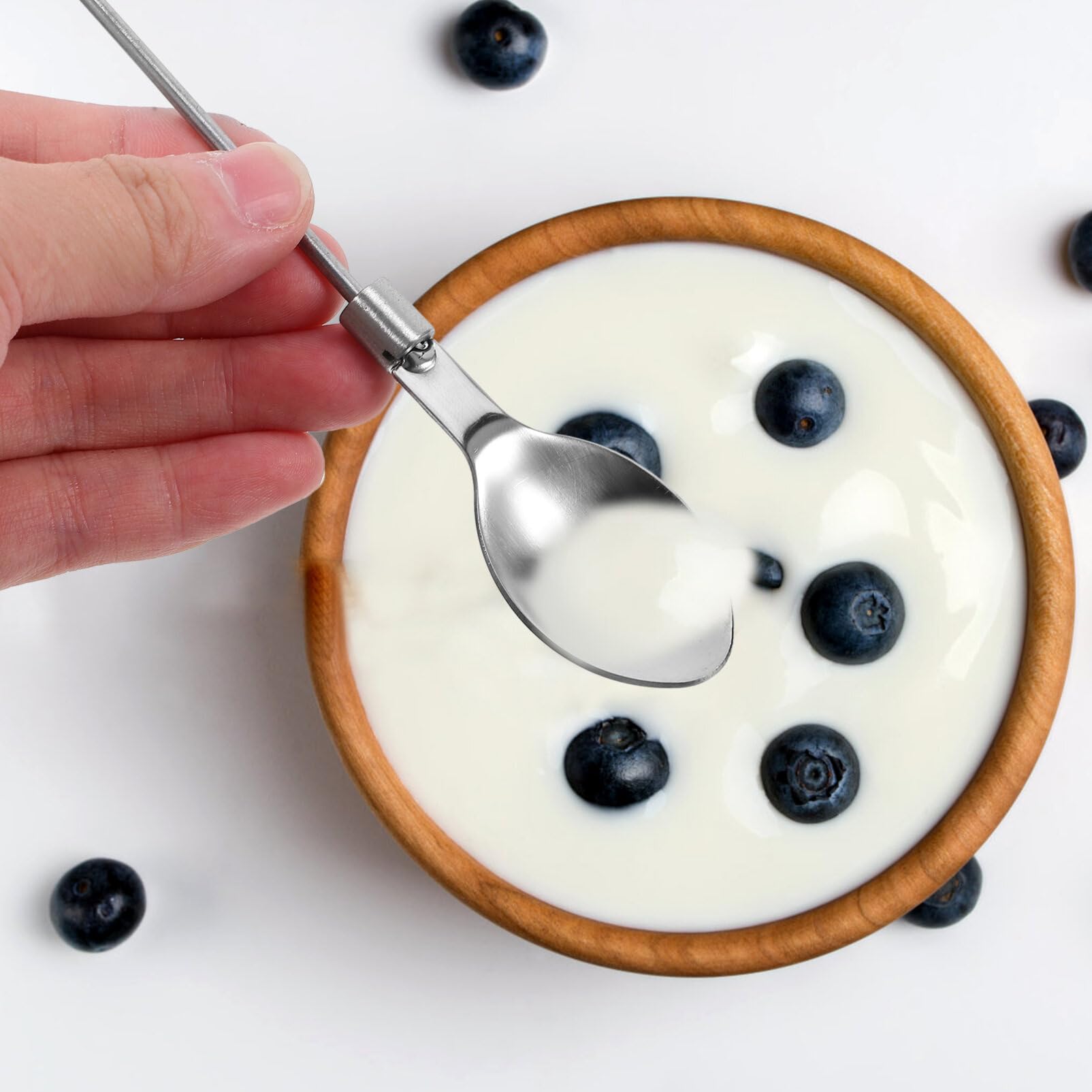 HOLIDYOYO DIY Beadable Spoon, 5pcs Stainless Steel Coffee Stirring Spoon Ice Cream Spoons Dessert Spoon Kitchen Cutlery Utensils for Party Favors DIY Bead Giftware