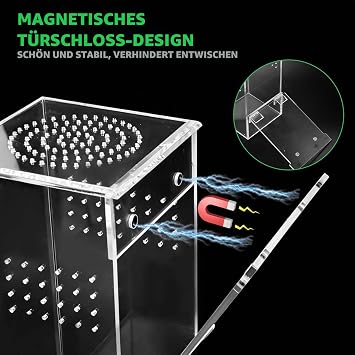 Spider Enclosure for Tarantulas 15 x 7.5 x 7.5 cm Tarantula Enclosure with Front Door Snails for Jumping Spider Praying Mantis Geckos Tree Frogs Beetles
