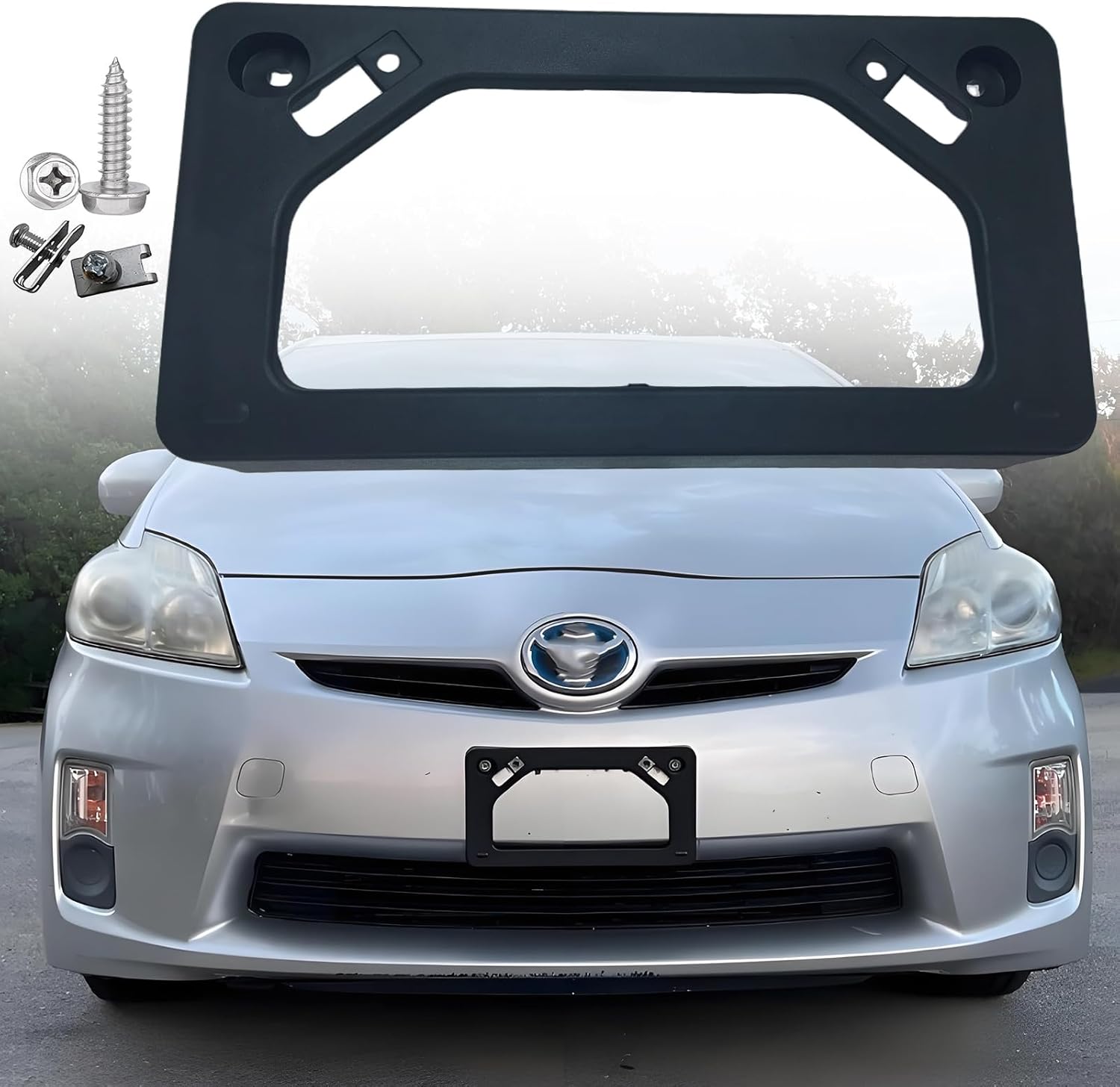 FASTCHE Front License Plate Frame Compatible with 2010 2011 Toyota Prius Base Front Bumper License Plate Holder Mounting Bracket Replace # 5211447070 TO1068111