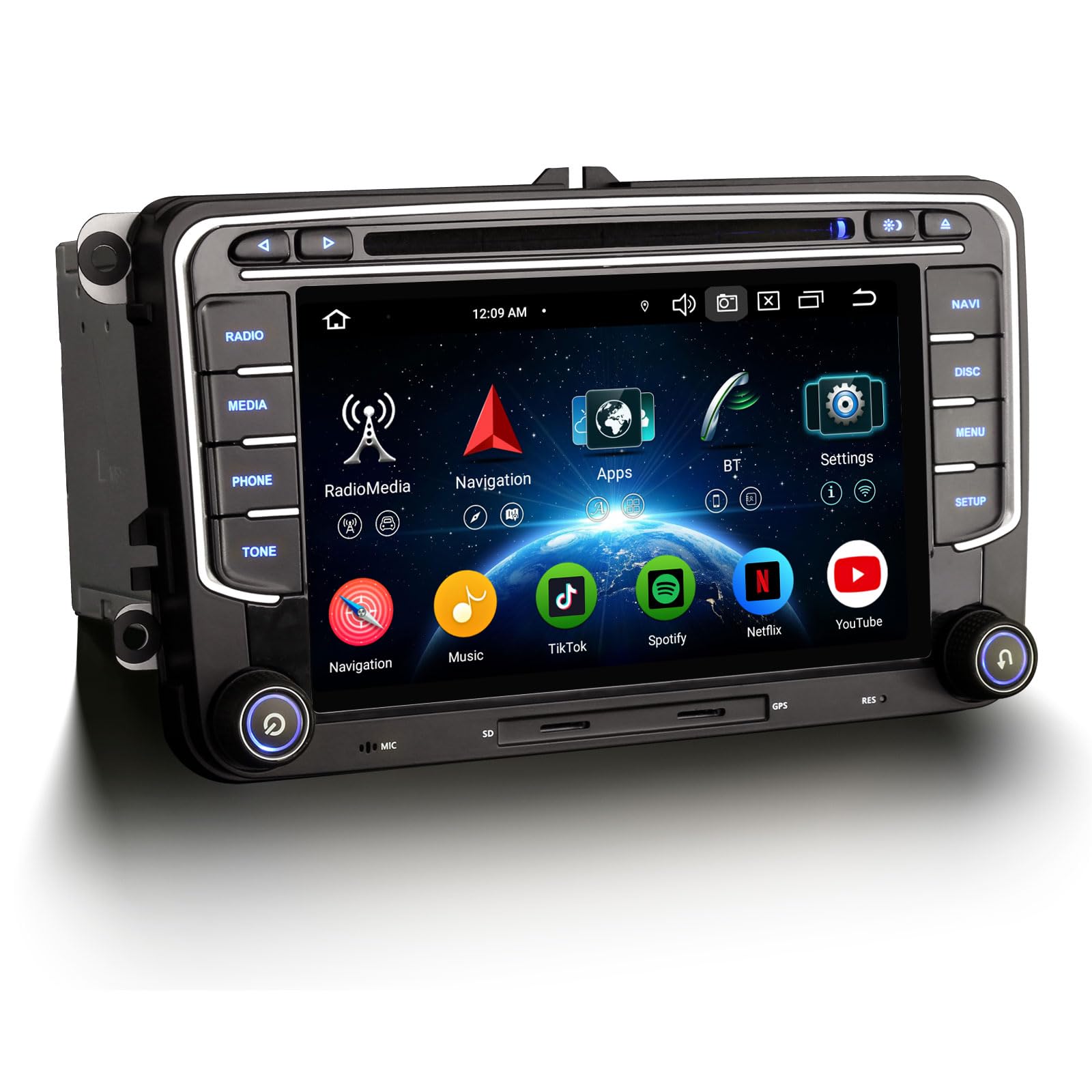 Erisin 7" Android 16 8-Core 4GB+64GB GPS Navegación Radio Coche con Pantalla 2 DIN DVD para VW Passat B6 Golf V Vi Polo Touran Skoda Seat Tiguan Jetta T5 CarPlay Android Auto Bluetooth WiFi 4G Canbus