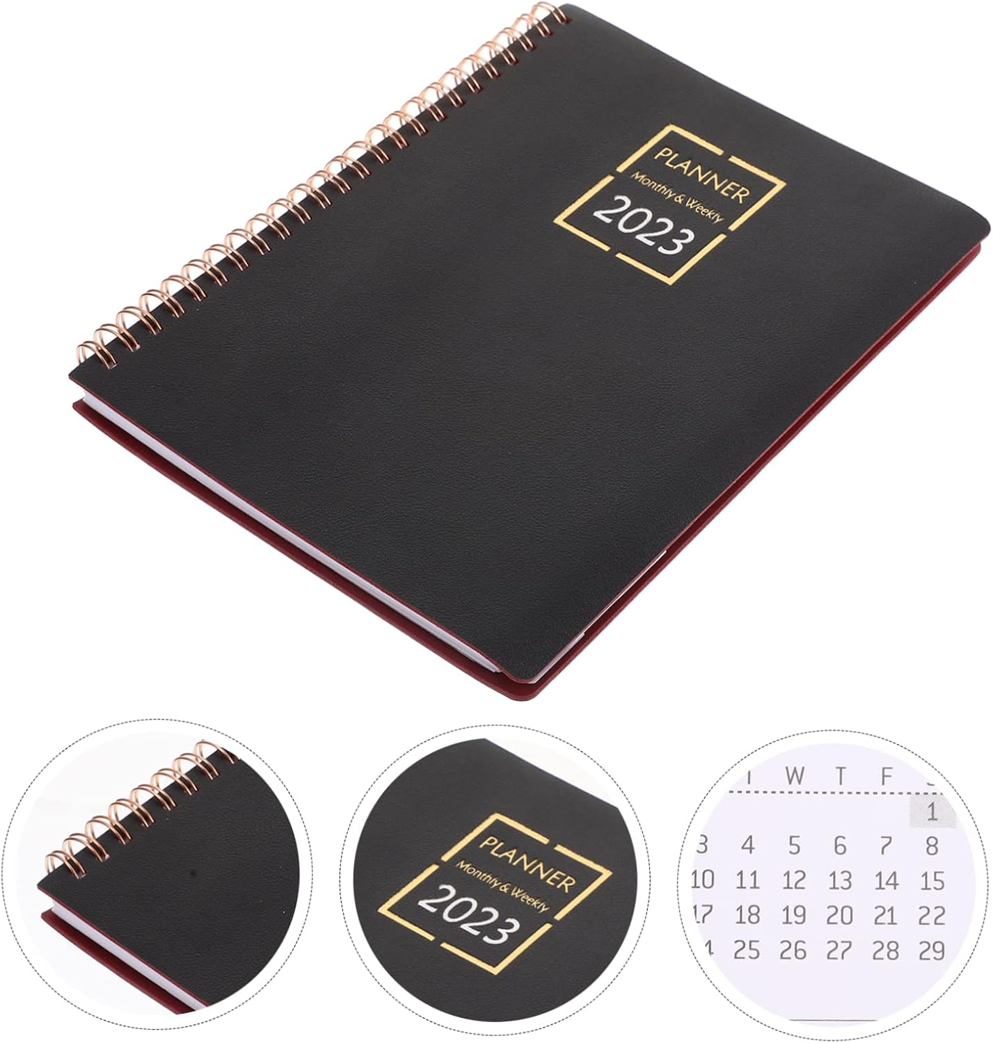 Carpeta De Cuero A6 ALMADIH Con Cremallera + Calendario 2025 Y Bloc - Organizador Personal