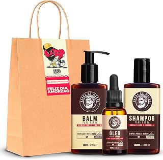 Kit Masculino Namorados Barba de Macho Shampoo Balm Óleo