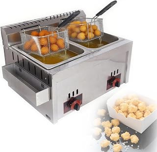 Gas Oil Fryer Double Basket, Commercial Temperature Controlled Oil Fryer for Kitchen Hotel Party Carnival